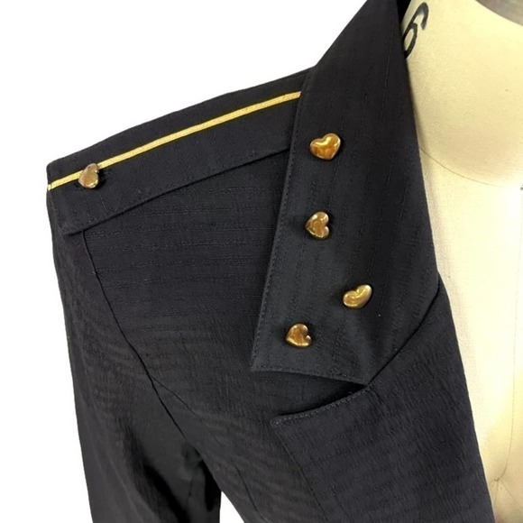 Blossom Rosen navy blue nautical blazer  brass heart buttons Size 6 - Picture 3 of 6